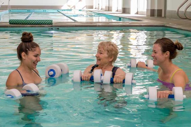 Women's in swim class in pool